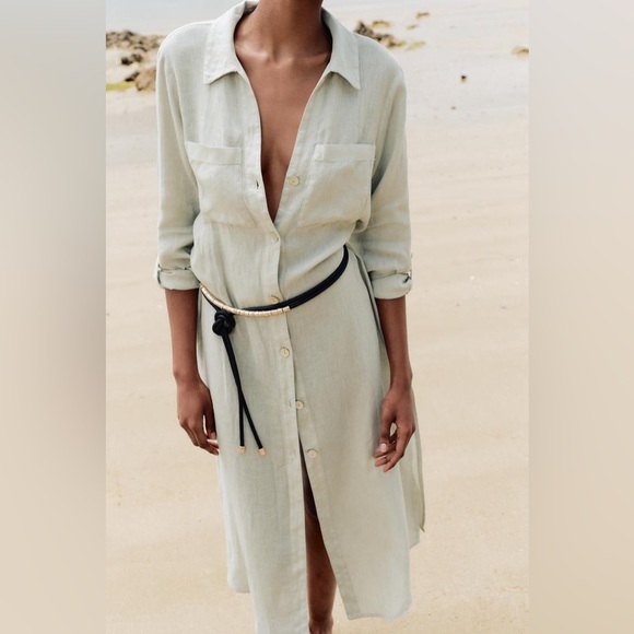 NWOT ZARA TUNIC LINEN DRESS SIZE S OVERSIZED - Picture 3 of 17